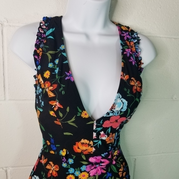 Skinnydippers Miraclesuit baby kiss cinch ruffle dark floral one piece swimsuit - Picture 5 of 11